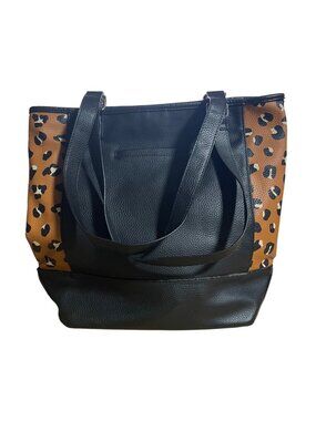 Jewell By Thirty-One Black & Leopard Print Tote Bag Large Shoulder Handbag